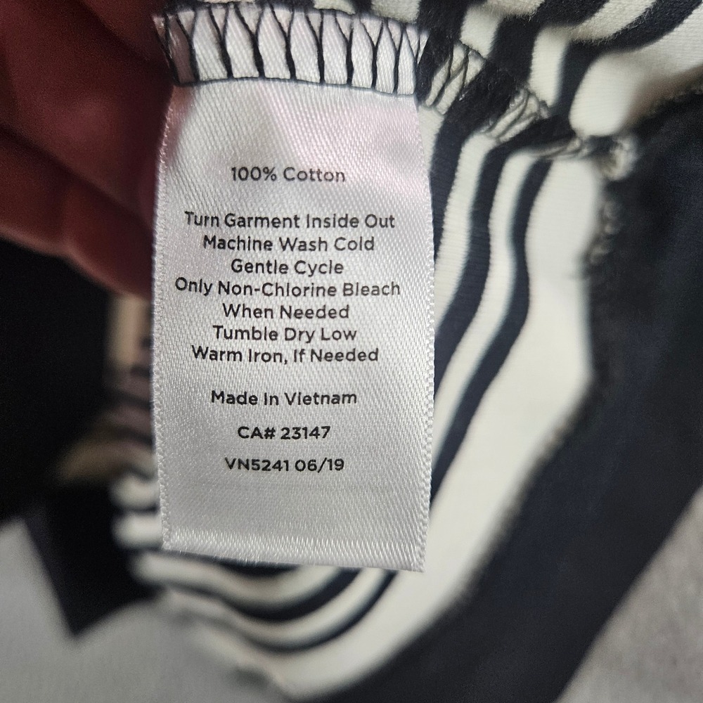 Talbots Petite Black White Striped‎ Cotton Boat Neck Long Sleeve Top Size P - Picture 4 of 8